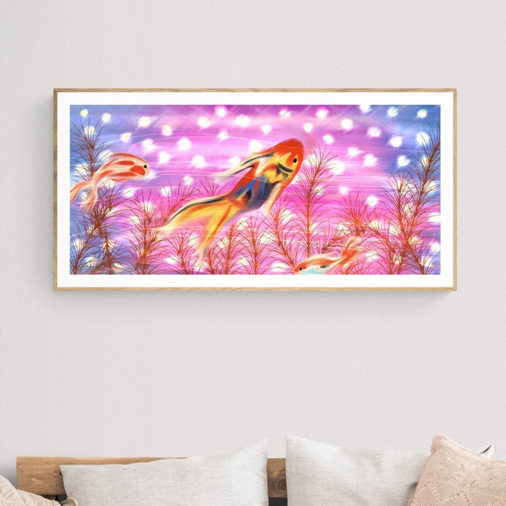 Glittering Koi Fish | Nature | Modern Wall Art Decor | Minimalist Digital Prints